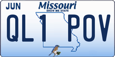 MO license plate QL1P0V