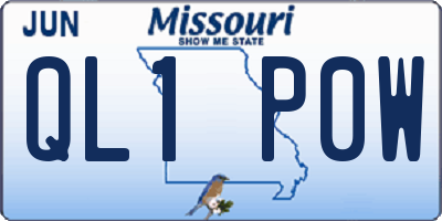 MO license plate QL1P0W