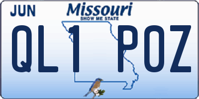 MO license plate QL1P0Z