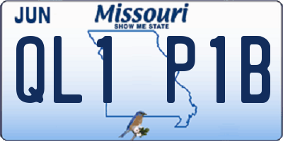 MO license plate QL1P1B