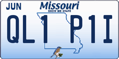 MO license plate QL1P1I