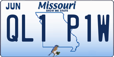 MO license plate QL1P1W