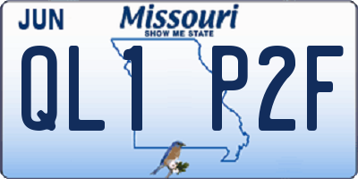 MO license plate QL1P2F