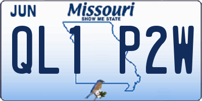 MO license plate QL1P2W