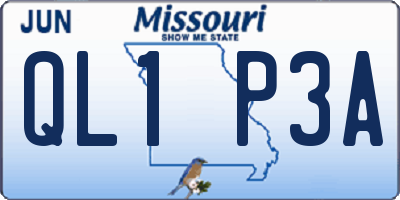 MO license plate QL1P3A