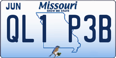 MO license plate QL1P3B