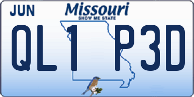 MO license plate QL1P3D