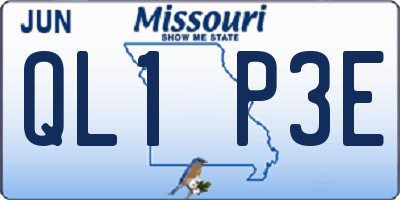 MO license plate QL1P3E