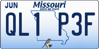 MO license plate QL1P3F
