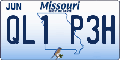 MO license plate QL1P3H