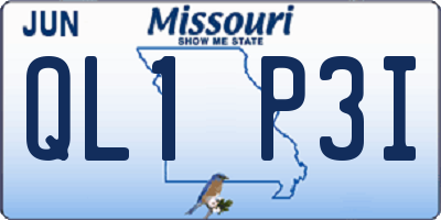 MO license plate QL1P3I