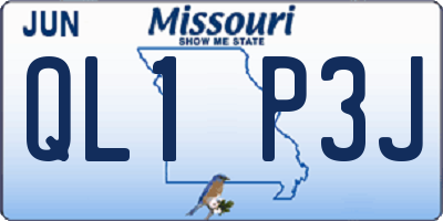 MO license plate QL1P3J