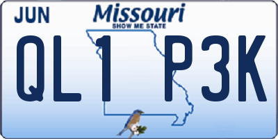 MO license plate QL1P3K