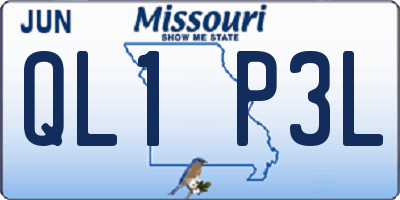 MO license plate QL1P3L