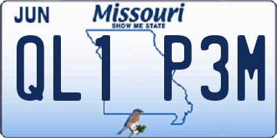 MO license plate QL1P3M