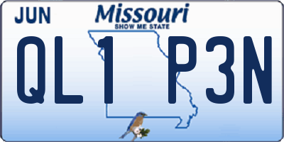 MO license plate QL1P3N