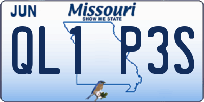 MO license plate QL1P3S
