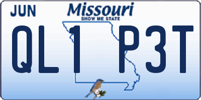 MO license plate QL1P3T
