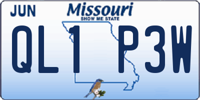 MO license plate QL1P3W