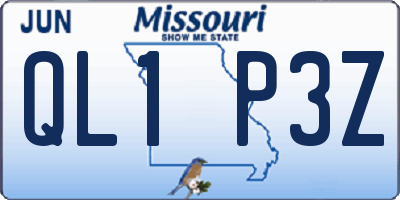 MO license plate QL1P3Z