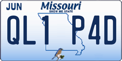 MO license plate QL1P4D