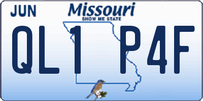 MO license plate QL1P4F