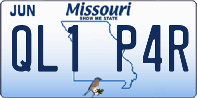 MO license plate QL1P4R