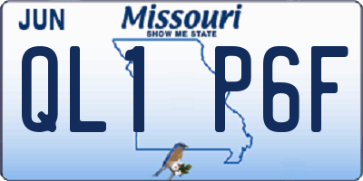MO license plate QL1P6F