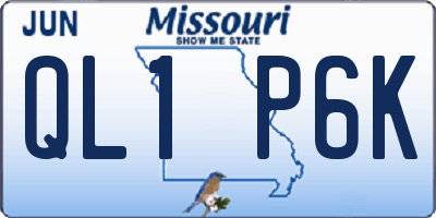 MO license plate QL1P6K