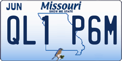 MO license plate QL1P6M
