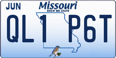 MO license plate QL1P6T