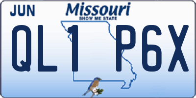 MO license plate QL1P6X