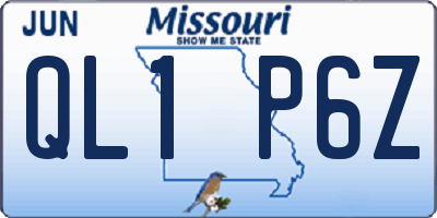 MO license plate QL1P6Z