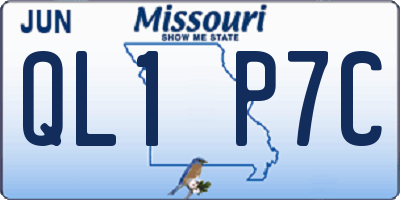 MO license plate QL1P7C