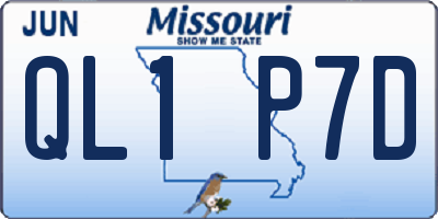 MO license plate QL1P7D
