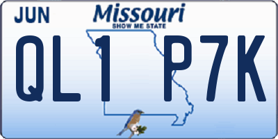 MO license plate QL1P7K