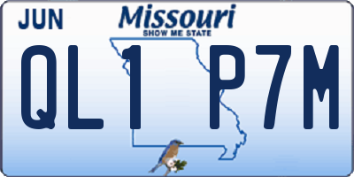 MO license plate QL1P7M