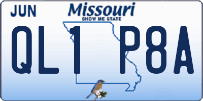 MO license plate QL1P8A