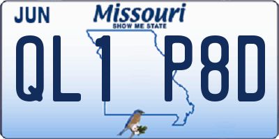 MO license plate QL1P8D