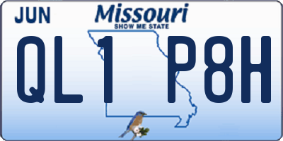 MO license plate QL1P8H