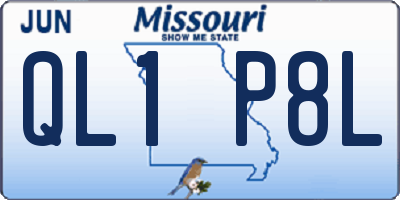 MO license plate QL1P8L
