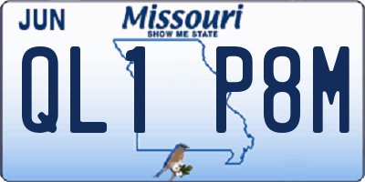 MO license plate QL1P8M