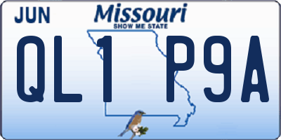MO license plate QL1P9A