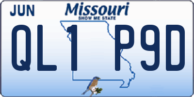MO license plate QL1P9D