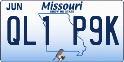 MO license plate QL1P9K