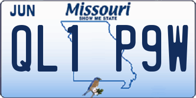 MO license plate QL1P9W