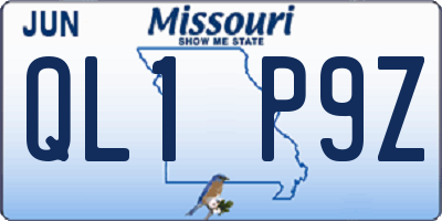 MO license plate QL1P9Z