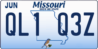 MO license plate QL1Q3Z