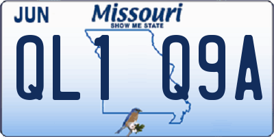 MO license plate QL1Q9A