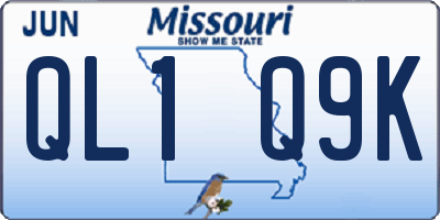 MO license plate QL1Q9K
